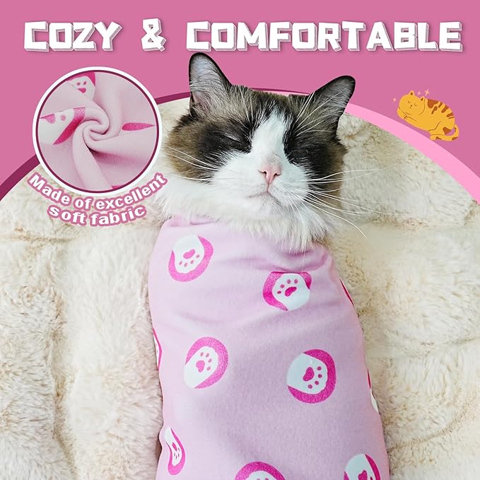 Supet Cat Wrap for Cutting Nails, Self-Adhesive Cat Grooming Wrap, Anti-Scratch Cat Wrap for Grooming, Ideal for Medicine, Nail Clipping, Teeth Brushing, Ear Cleaning