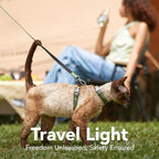 Cat Harness and Leash Set - Escape Proof Adjustable Cat Harness, Comfortable Soft Lightweight, Use Safe & Easy, Walking Travel Kitten Harness for Small Medium Large Cats (Green Growling Crocodile)