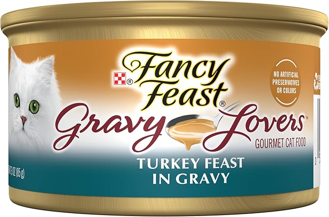 Purina Fancy Feast Gravy Lovers Turkey Feast Grilled Gourmet Cat Food in Wet Cat Food Gravy - (Pack of 24) 3 oz. Cans