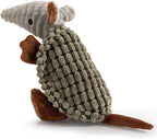 Hollypet Plush Dog Squeaky Toy Stuffed Armadillo Animal Pet Puppy Chew Toys with Clean Teeth for Small Medium Large All Breed Sizes Dogs, Olive Drab, 8 in
