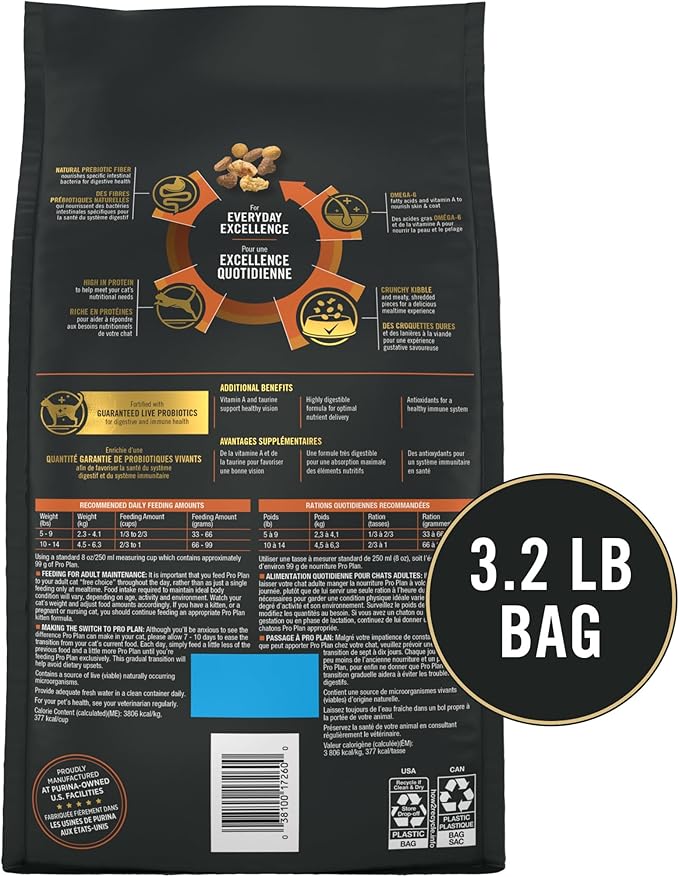 Purina Pro Plan Complete Essentials Shredded Blend Chicken and Rice Formula Adult High Protein Cat Food - 3.5 lb. Bag