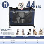 30IN Soft Collapsible Dog Crate w Detachable Wheels, Rolling Travel Dog Crate for Medium Breed Dogs, Portable Dog Kennel with Mesh Windows, Indoor & Outdoor Uses