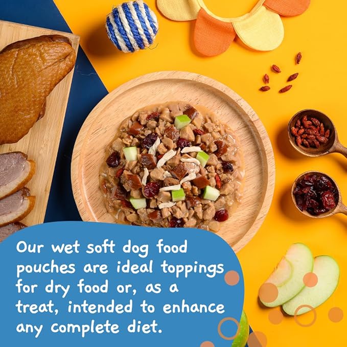 MOOCHIE Grain Free Small Dogs Wet Dog Food - Boost Immune - Duck, Cranberry & Goji Berry - No Artificial Flavors or Preservative - 12 x 3 oz Pouch