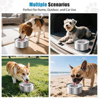 SCHITEC Dog Water Bowl No Spill 1.2L/40oz Slow Drinking Anti-Splash Stainless Steel Dog Bowl with Floating Disk, Spill Proof Pet Travel Water Dispenser for Sloppy Messy Drinkers(Light Gray)