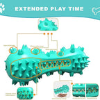 Dog Teeth Cleaning Toy for Training, Playing, Chewing - Squeaky Toys for Aggressive Chewers - Toothbrush Stick Bone for Medium Large Dogs (Blue)