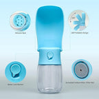 Dog Water Bottle, Leak Proof Portable Puppy Water Dispenser, Travel Puppy Water Bowl, Foldable Transparent Dog Water Bottle for Pets Outdoor Walking, Hiking, Travel, Food Grade Plastic - 10oz Blue