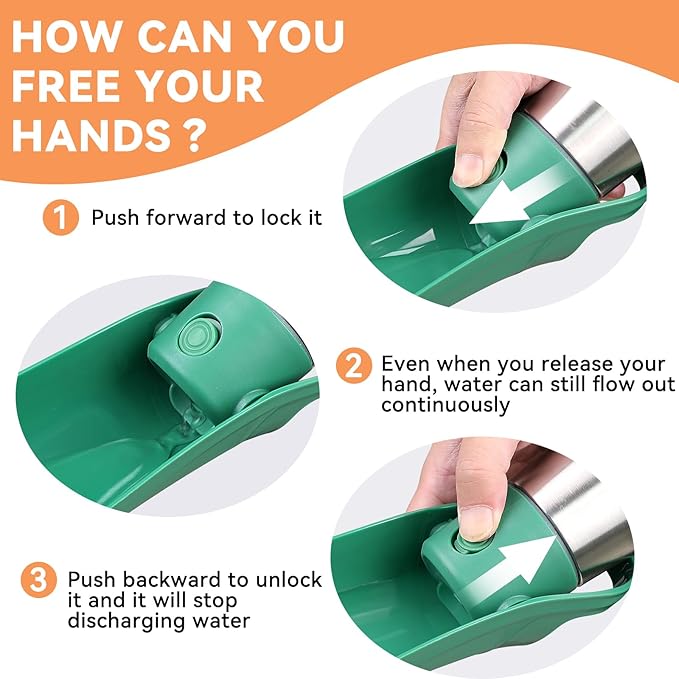 27 OZ Dog Water Bottle Portable Stainless Steel Convenient Pet Water Dispenser, Leak Proof Puppy Travel Water Bowl for Dog Outdoor Walking, Hiking, Perfect Size for All Dog Breeds, Sage Green