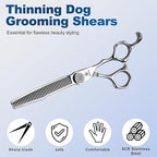 GLADOG 6.5" 9CR Thinning Shears for Dogs - Professional Dog Thinning Scissors with Luxurious Diamond Pivot Nut, Ideal Dog Grooming Scissors for Reducing Bulk, Dog Shears，Dogs Scissor for Grooming