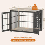 32 Inch Heavy Duty Dog Crate Furniture for Medium and Small Dogs, Decorative Pet House End Table, Wooden Cage Kennel Furniture Indoor, Grey