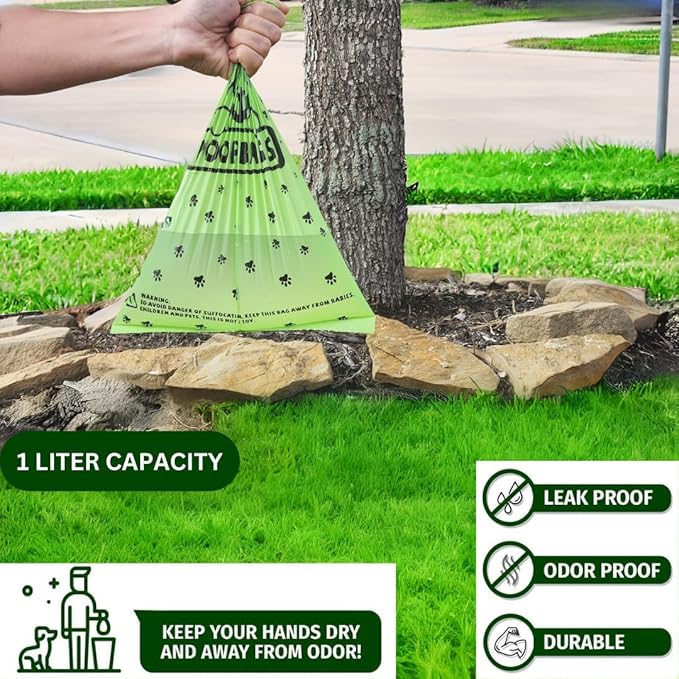 240 Dog Poop Bags | Certified Compostable| Eco-friendly Pet Waste Bags with Dispenser |16 Rolls of Plant Based, Extra-thick, leak-proof and odor-proof Bags | Good for Dogs, Cat's Litter, Kid's Diapers