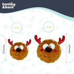Huxley & Kent Funny Dog Toy w/Squeaker – Holiday Power Plush Squeaky Dog Toys for Small, Medium & Large Dogs – Soft Stuffed Animal for Indoor Play & Fetch - Gotta Dash Reindeer Cookie, Large