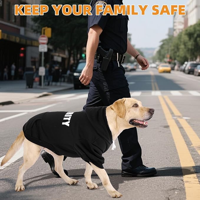 KOOLTAIL Security Dog Hoodie, Fall Puppy Sweater Clothes for Small Medium Large Dogs, Soft Warm Winter Pet Cold Weater Coats Hooded Sweatshirt with Pocket, Dog Halloween Costume for Girl Boy, Black M