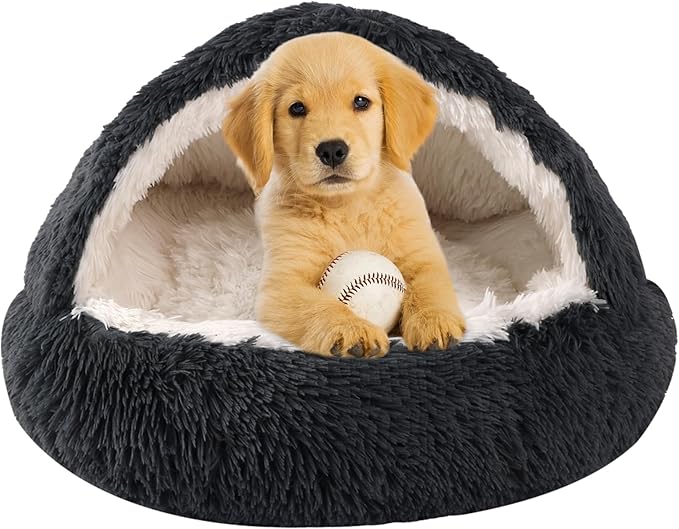 Dog Beds for Small Dogs, Cat Bed Cave, Washable Cute Cat Bed, Cozy Nook Pet Bed for Dogs or Cats, Anti-Slip Puppy Bed Fits up to 5 lbs Pets(Dark Grey, 16" x 16")