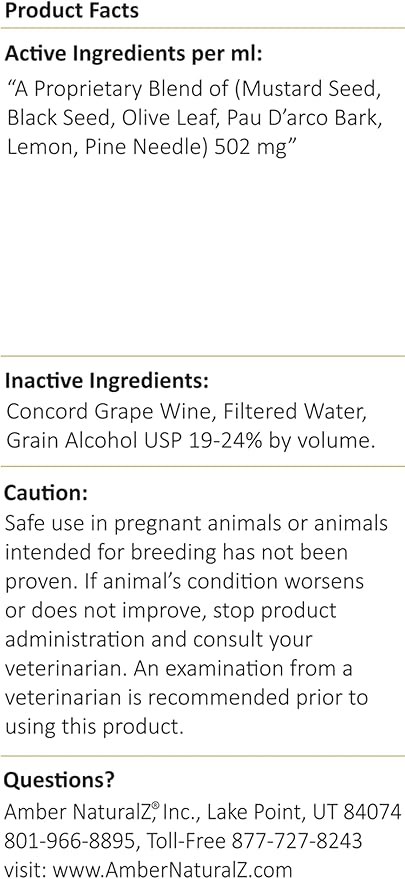 Amber NaturalZ UTR Urinary Tract Herbal Supplement for Dogs, Cats, Birds, Guinea Pigs, and Rabbits | Pet Herbal Supplement for Bladder Support | 4 Fluid Ounce Glass Bottle | Manufactured in The USA