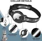 Reflective AirTag Cat Collar, Integrated Cat Tracker Collar with Air Tag Holder and Bell, Safety Elastic Band Cat GPS Collars for Girl Boy Cats, Kittens and Puppies (Black, XS)