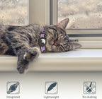 Reflective AirTag Cat Collar, Integrated Cat Tracker Collar with Air Tag Holder and Bell, Safety Elastic Band Cat GPS Collars for Girl Boy Cats, Kittens and Puppies (Lilac,S)