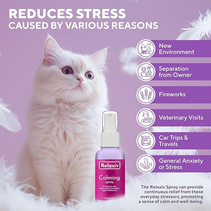 Calming Pheromone Spray & Scratch Repellent for Cats - Reduces Scratching Furniture, Pee - During Travel, Fireworks, Thunder, Vet Zone - Helps with Stress, Fighting, Hiding (1 pack 1.7 oz)