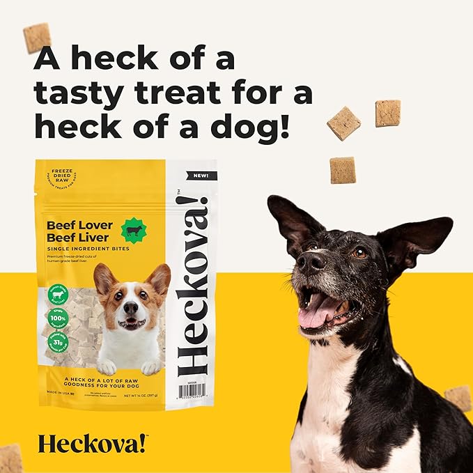 Beef Lover - Freeze Dried Beef Liver Dog Treats - Single Ingredient Human Grade Raw Beef Liver Bites for Training, Meal Topper, No Additives, High Protein, 31g Per Cup, 14oz Bag