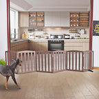 ZJSF Foldable Freestanding Indoor Dog Gate for House Wood Long Pet Gates Dog Fence for Stairs Puppy Gates for Hallways, Puppy Gate,Support Feet Included, Brown, 24 "Height-6 Panels