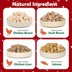 MON2SUN Christmas Dog and Cat Treats, Freeze-Dried Holiday Box Treats, Single Ingredient, High Protein Training Treats & Food Topper, 7.8 oz