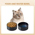 Ceramic 5.1inch Set of 2 Dog and Cat Bowls for Puppy, Kitty, Cats, 2pcs Anti-Slip Food and Water Pet Feeder(2 Bowls, Starry Sky)