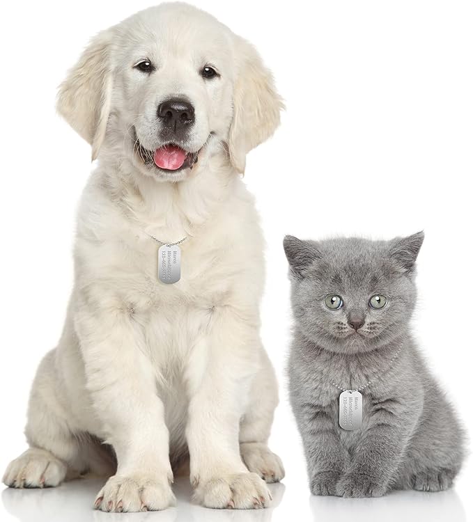 Yinkin 200 Pcs Personalized Military Dog Tags Set Including 100 Pcs Aluminum Blank Dog Tags for Engraving 100 Ball Steel Chain Rectangle Metal Blank Stamping Label for DIY Craft(Silver)