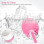 Dog Water Bottle, Pet Water Bottle with Food Container and Drinking Feeder, Leak Proof, BPA-Free, Portable Foldable Puppy Water Cup Dispenser for Outdoor Walking, Travel, Hiking Small Pink