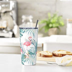Flamingo Tumbler with Lid and Straw, 20 Oz Stainless Cup Steel Insulated Water Bottle Travel Coffee Mug, Flamingo Gifts for Women
