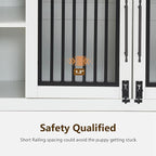 Lovupet Wooden Dog Crate Furniture, Pet House End Table with Large Drawers, Pet Crate for Small/Medium Dogs 1858 (White and Brown)