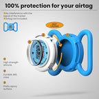 Waterproof AirTag Dog Collar Holder for Apple Tracker QR Code Case Blue