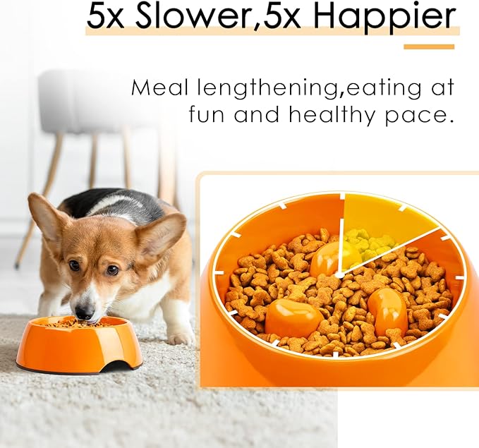 Super Design Slow Feeder Dog Bowl, 1 Cup, Nonslip, Heat-Resistant, Sturdy, Suitable for Small to Medium Sized Dogs