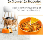 Super Design Slow Feeder Dog Bowl, 1 Cup, Nonslip, Heat-Resistant, Sturdy, Suitable for Small to Medium Sized Dogs Orange S