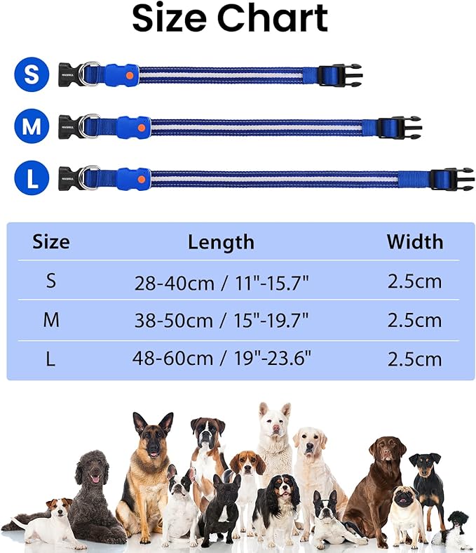 MASBRILL Light Up Dog Collars-RGB Led Collar for Dogs Rechargeable Lighted Dog Collar Water-Resistant Colorful Glow in The Dark Dog Collars for Night Walking