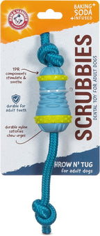Arm & Hammer for Pets Throw N’ Tug Dental Chew Toy Infused with Baking Soda - Perfect for Aggressive Chewers, Large Dogs, and Tug of War Play - Rope Component for Tossing Fun - Dental Health Support