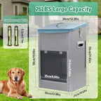 Automatic Dog Feeder Large Breed Dog Food Dispener, 25Lbs Outdoor Pets Feeder Gravity Food Feeder for Large Dogs, Galvanized Hanging Automatic Dog Food Dispenser Container