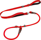 Fida 2-in-1 Slip Leads for Dogs with Double Handles, Tangle Free Leash for Large Dogs That Pull, Heavy Duty No Pull Training Leash Reflective Soft Padded for Large & Medium Breed(6ft,Red)