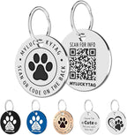 MYLUCKYTAG QR Code Stainless Steel Pet ID Tag - Personalized Online Profile, Location Alert Email, Digital ID, Durable Dog Collar Tag