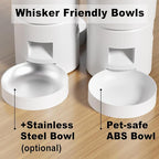 Dual Automatic Cat Feeder 2 Cats,6 Meals/Day,12 Portions/Meal,4.2L Dual Power Double Bowls Feeder,Dry Food Auto Pet Dispenser,10S Voice Record,Flexible Schedule Timer(White,Stainless Dual Bowls)