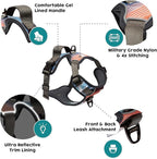 Embark Adventure Dog Harness, Reflective Trim No Pull Dog Harness for Large Dogs - Military Grade Nylon, Front Clip with Gel Lined Handle.