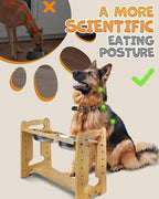 Elevated Dog Bowls, Adjustable Raised Dog Bowl Stand for Medium Large Size Dogs, Durable Bamboo Dogs Feeder with 2 Stainless Steel Bowls and Non-Slip Feet, Pet Food Bowl for Medium Large Sizes