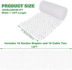 1 Pcs White Cat Scat Mat with 16 Garden Staples, 1FT Width × 13FT Length Cat Repellent Mat, Cat Deterrent Mat for Indoor and Outdoor to Keep Pet Away