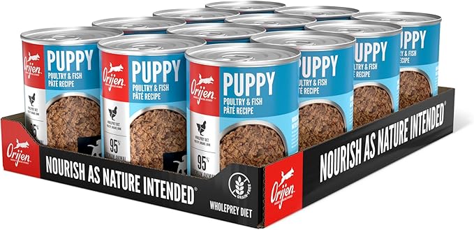 ORIJEN Puppy Recipe, Poultry & Fish Pâté, Grain-Free, Premium Wet Dog Food