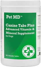 Pet MD - Canine Tabs Plus 365 Count - Advanced Multivitamins for Dogs - Natural Daily Vitamin and Mineral Nutritional Supplement - Liver Flavored Chewable Tablets