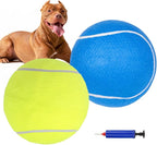 SCENEREAL Giant Tennis Ball for Dogs 2 Pack,Upgraded Thicken 9.5" Large Tennis Balls for Dogs,Halloween Dog Toys Birthday Gift, Inflatable Interactive Ball for Large Medium Big Dog,Durable Toy