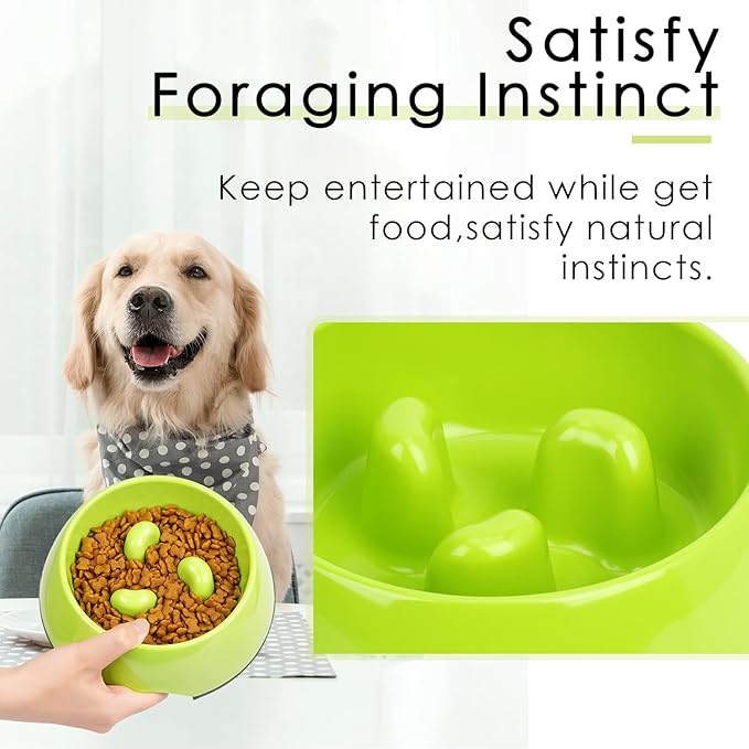 Super Design Slow Feeder Dog Bowl, Melamine, 1.5 Cup, Green, 8.6 x 8.4 x 2.7 in, 1.39 Pounds