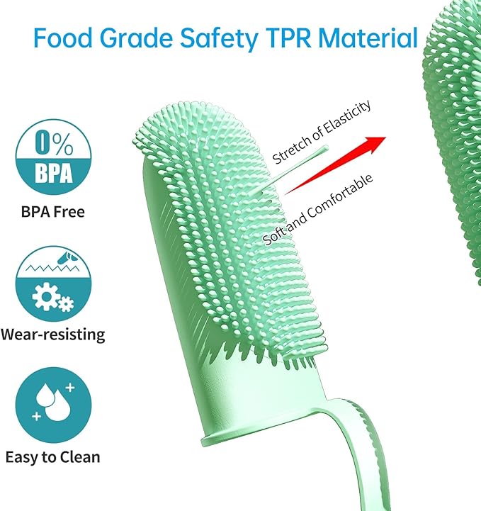 2 Pack Dog Toothbrush, 135ºSurround Bristles for Easy Teeth Cleaning, Double-Finger Toothbrush Dental Care for Puppies, Cats and Medium Pets