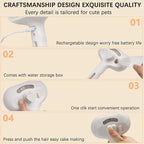 Cat Steam Brush for Shedding– 4-in-1 De-Shedding, Steam Spray, and Self-Cleaning Grooming Tool – Ideal for Long and Short-Haired Pets– Includes 2 Bottles of 120 mL Waterless Shampoo(White)