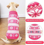KOOLTAIL Cable Knit Dog Sweater Turtleneck, Cold Weather Pullover Classic Knitwear, Snowflake Pattern Thick Warm Winter Pet Clothes, Dog Christmas Sweater for Small Medium Large Dogs Girl,Pink ML