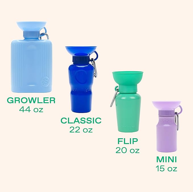 Springer Flip Portable Dog Water Bottle with Foldable Food Grade Silicone Bowl - 20 Ounce Travel Dog Water Bottle Ideal for Camping - Easy Squeeze Hydration & Release to Drain