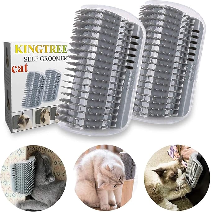 Kingtree Cat Corner Scratcher Self Groomer with Catnip, 2 Pack Softer Cat Face Scratchers Wall Corner Grooming Massage Combs for Long & Short Fur Cats